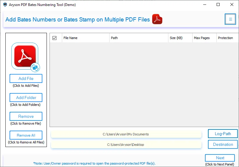 Aryson Bates Numbering Tool screenshot